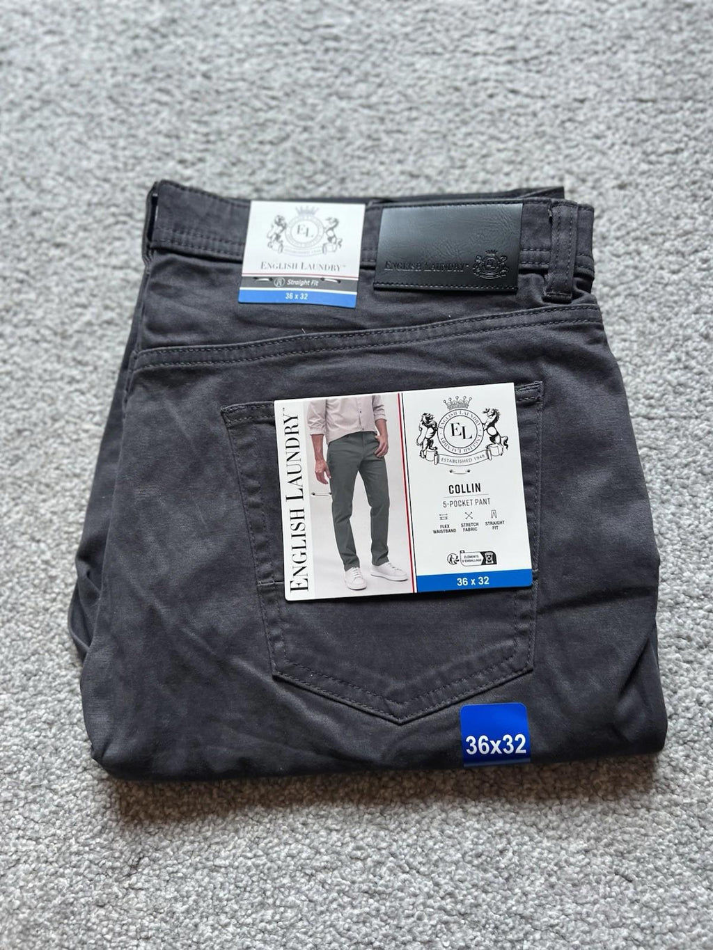 English Laundry Iron 5-pocket Chinos, Size 36” X 32”