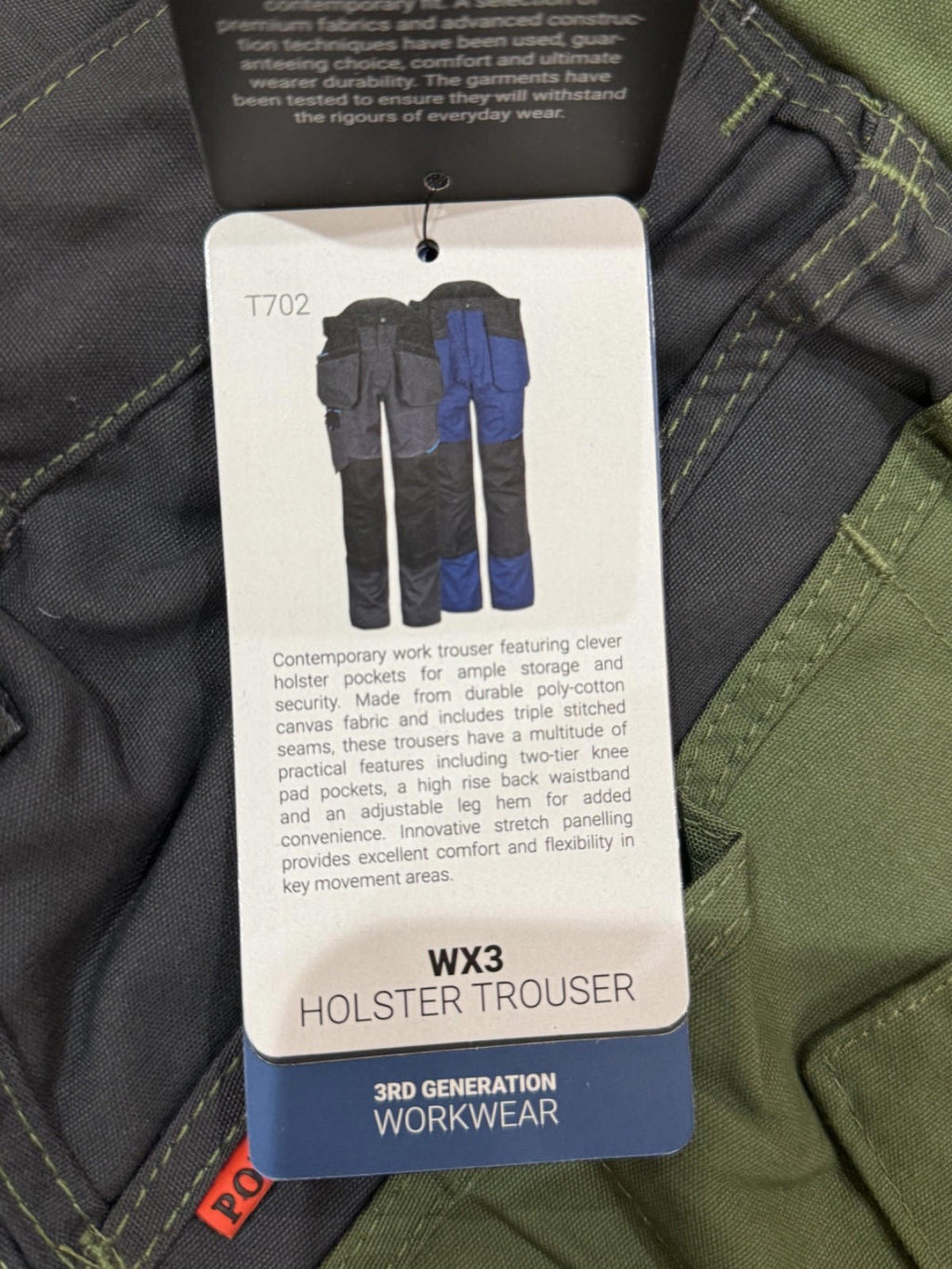 Portwest Holster Work Trousers 46 W x 31-33"L Grey /Green Wx3 with Kneepads S156