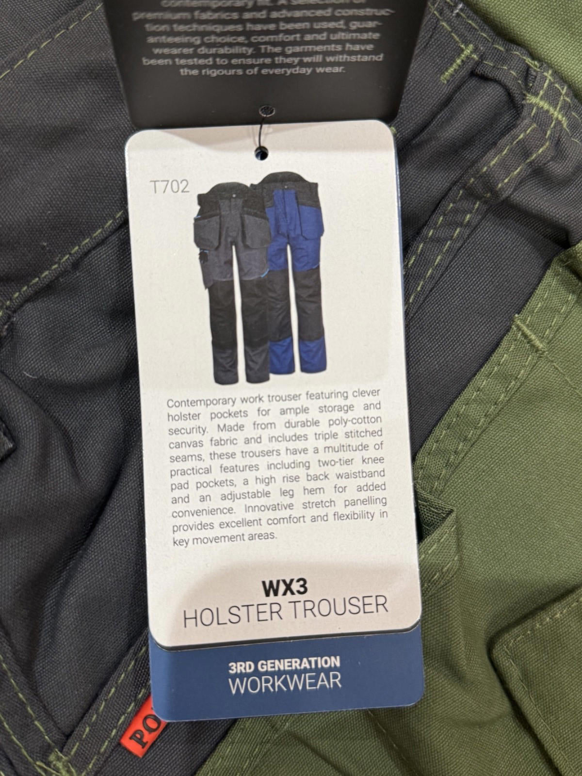 Portwest Holster Work Trousers 46 W x 31-33"L Grey /Green Wx3 with Kneepads S156