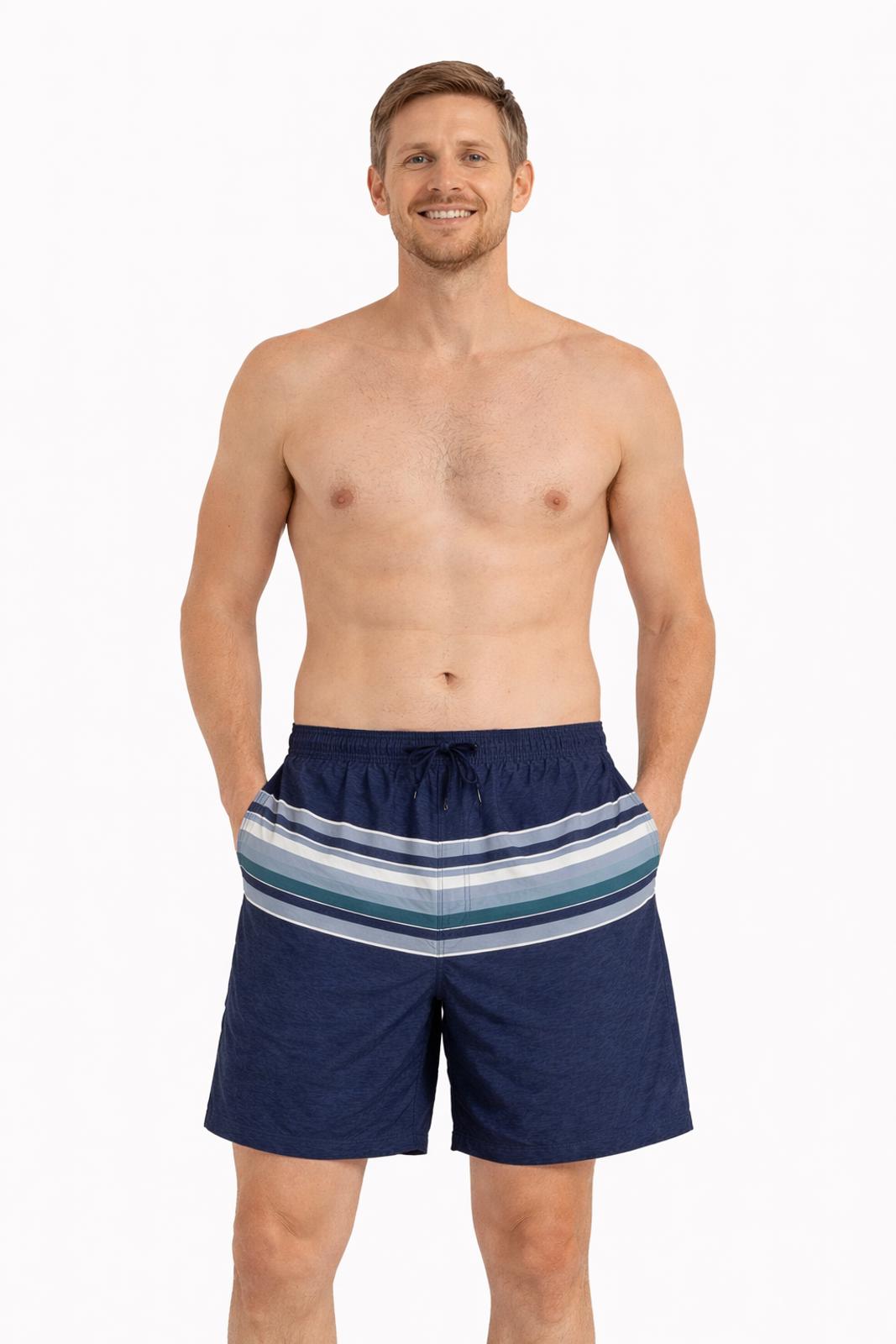 Kirkland men’s blue stripe swim shorts, size XL