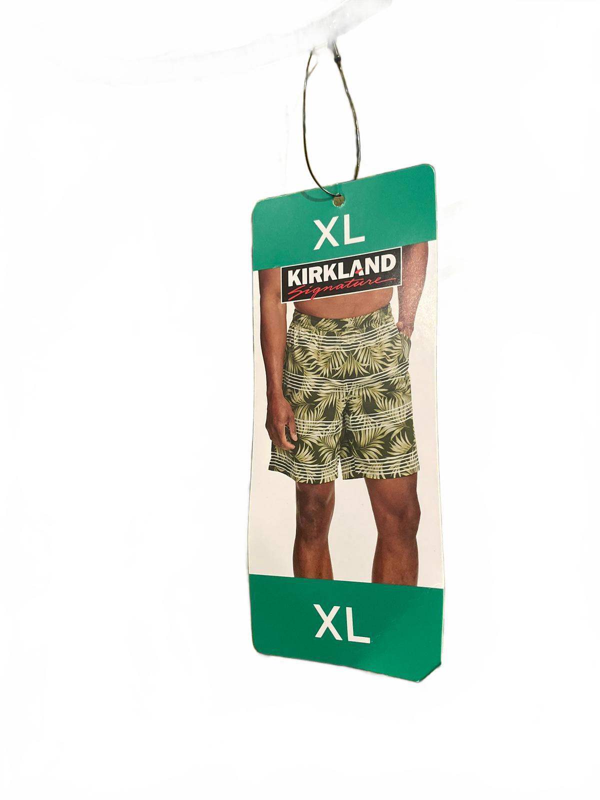 Kirkland men’s green patterned swim shorts, size XL