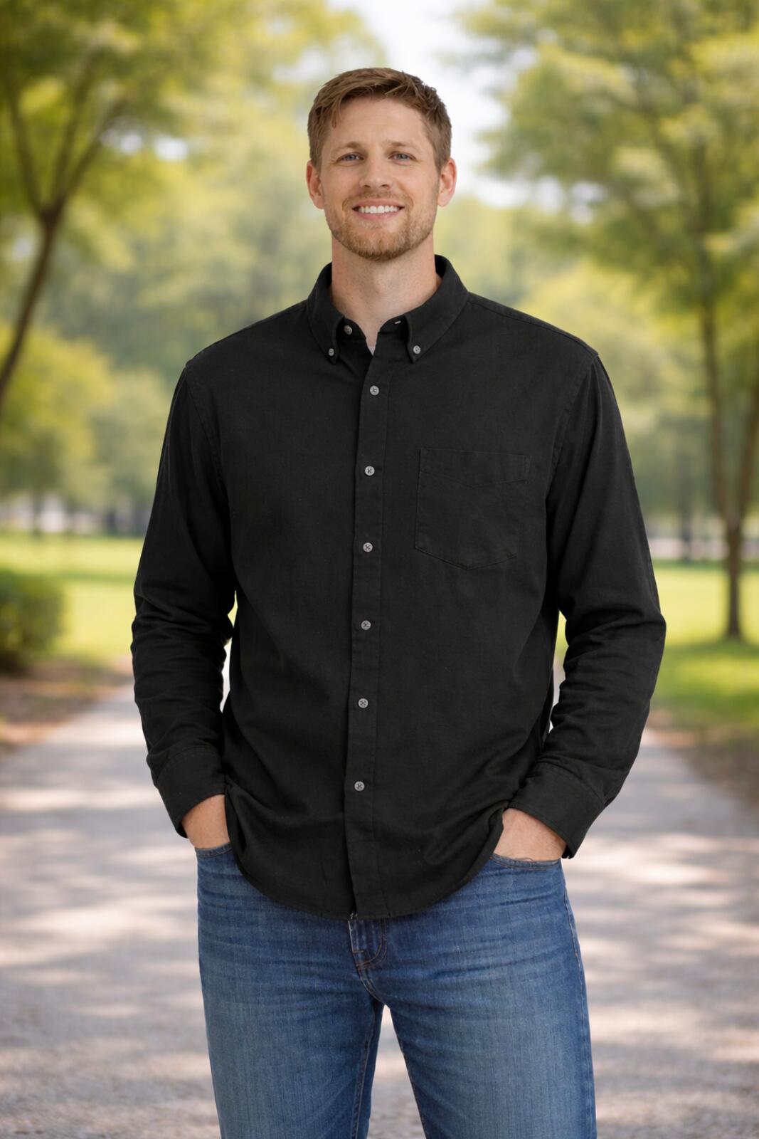 Jachs black long sleeve shirt, size XXL