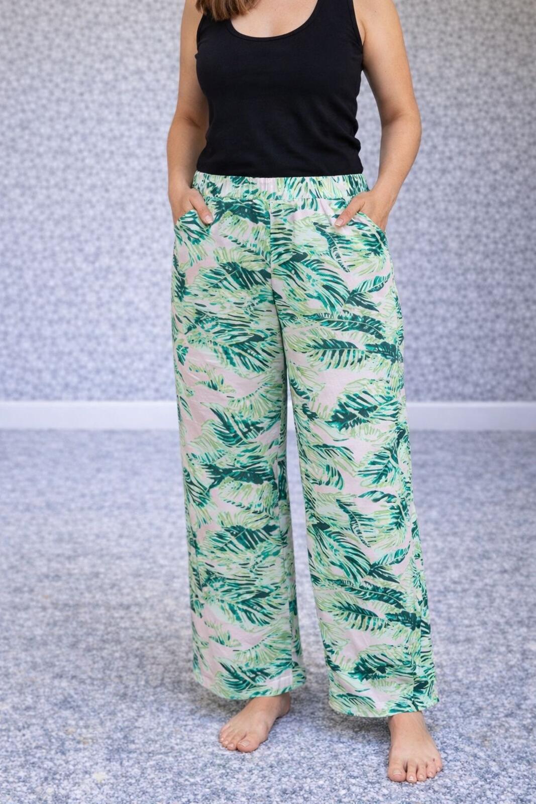 Margaritaville wide leg green & pink trousers, size XL