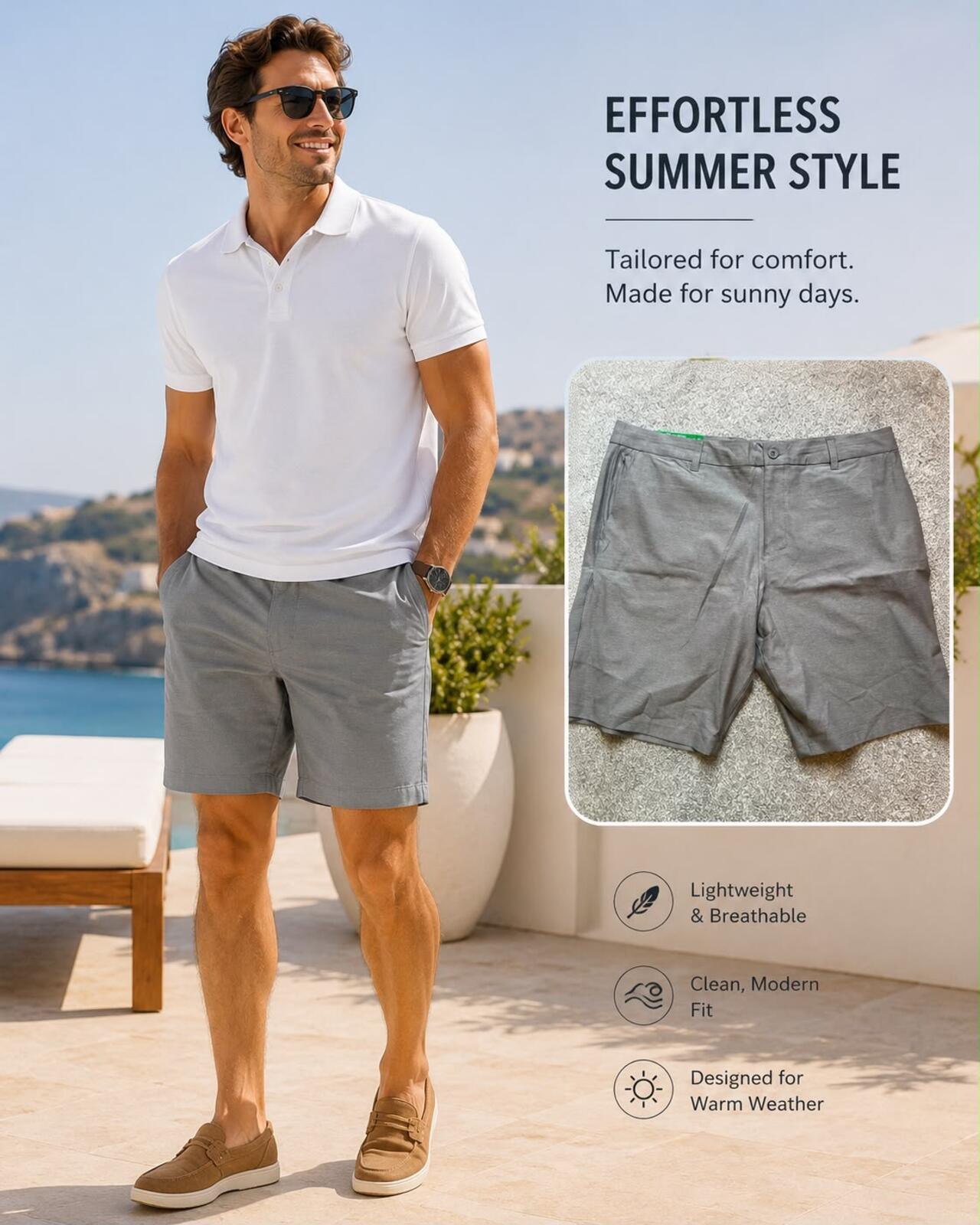 Hang Ten grey chino shorts, size 38” waist