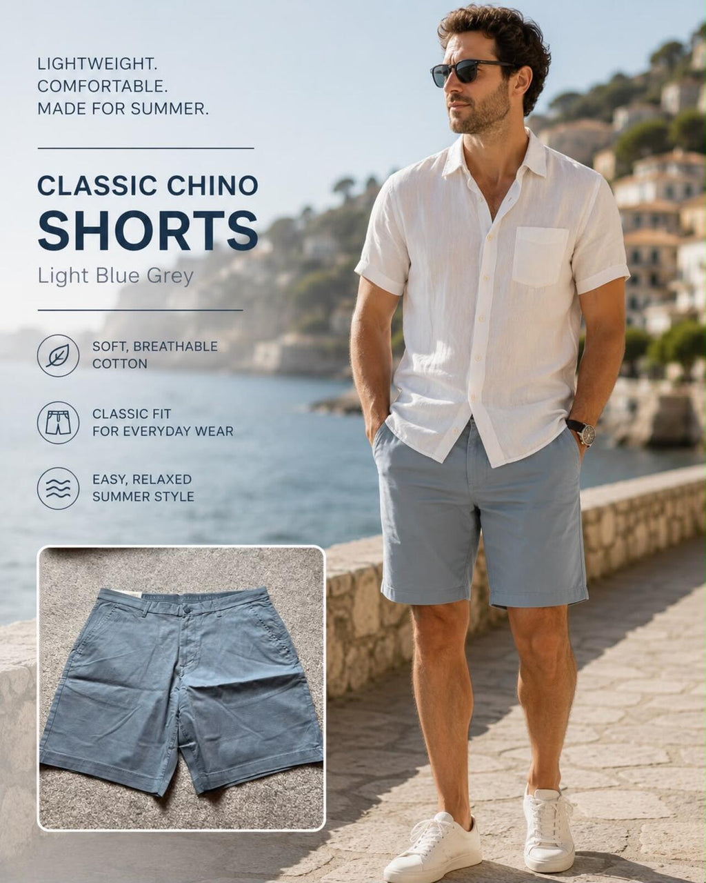 English Laundry blue chino shorts, size 38” waist