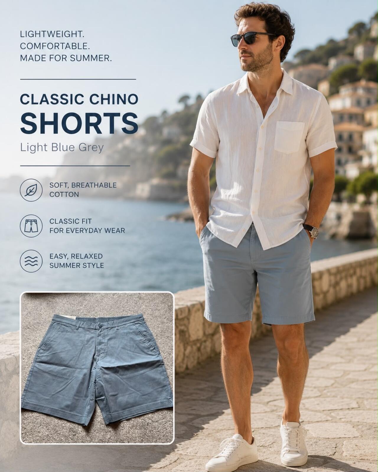 English Laundry blue chino shorts, size 38” waist