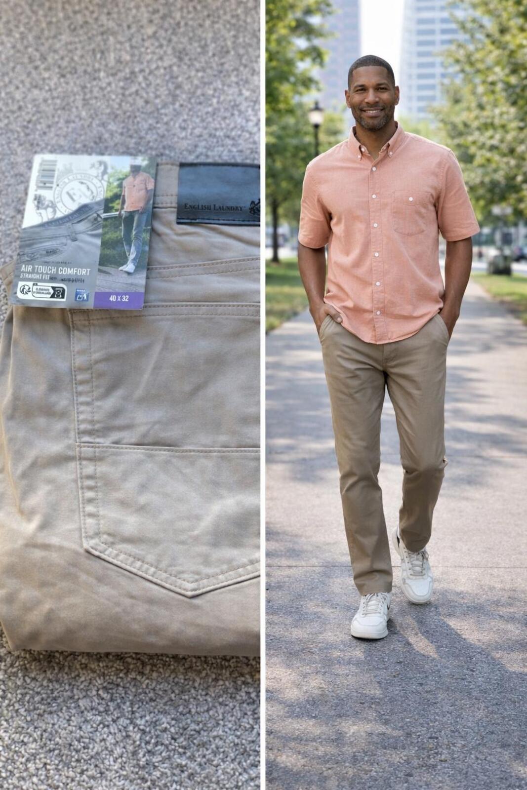 English Laundry grey 5-pocket chinos, size 40” x 32”