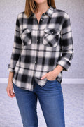 Ladies soft feel black check shirt, size medium