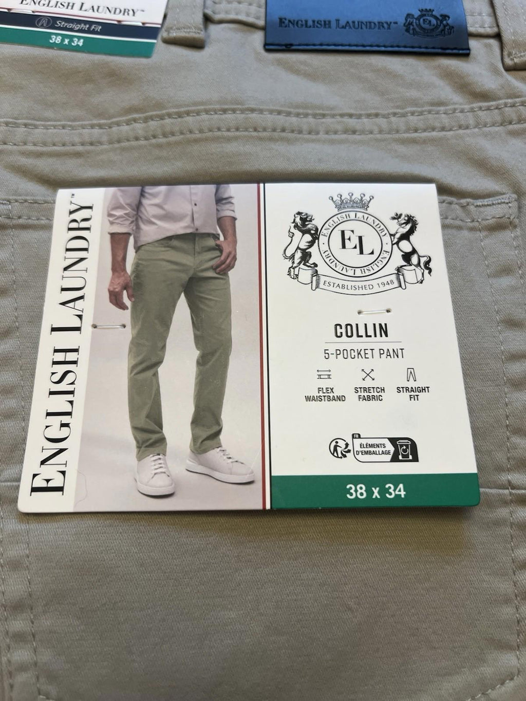 English Laundry Stone 5-pocket Trousers, Size 38” X 34”