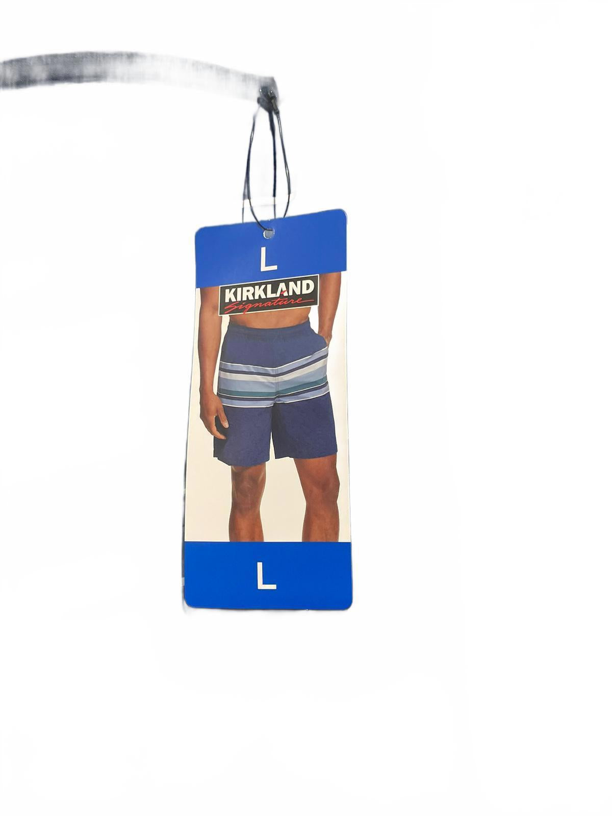 Kirkland men’s blue stripe swim shorts, size large