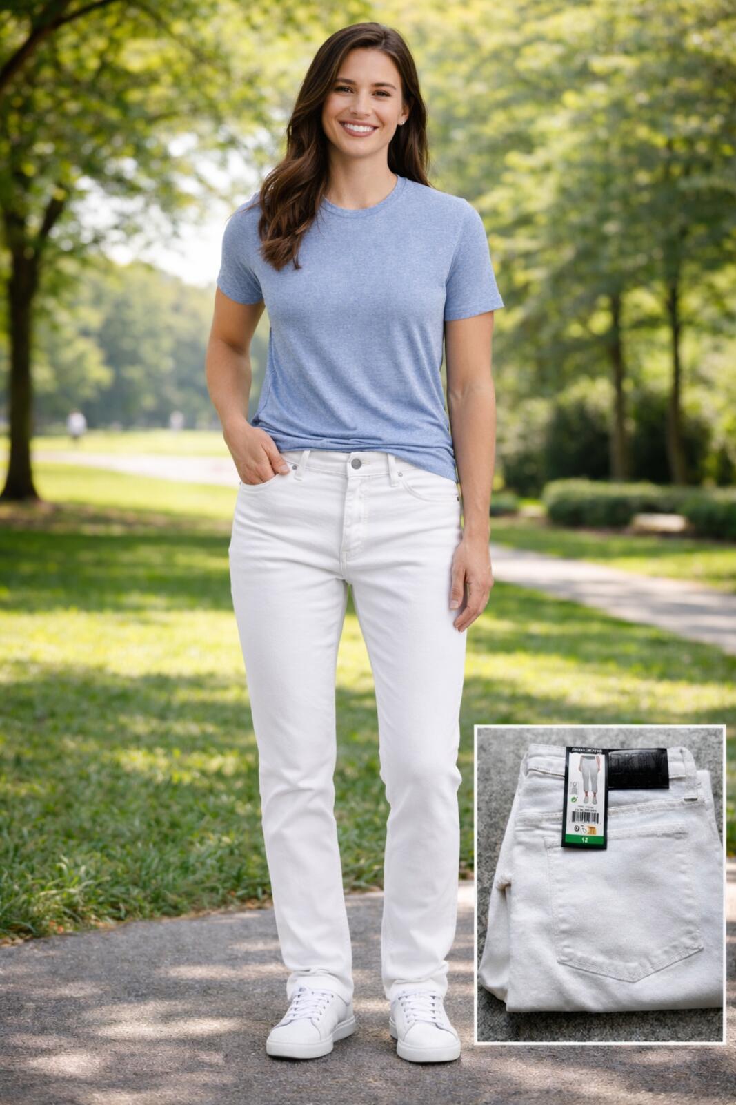 DKNY white cropped jeans, size 14