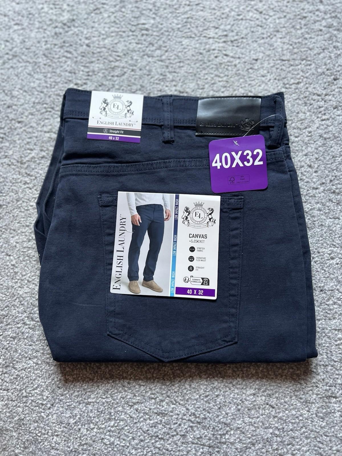 English Laundry Blue Night 5-pocket Chinos, Size 40” X 32”