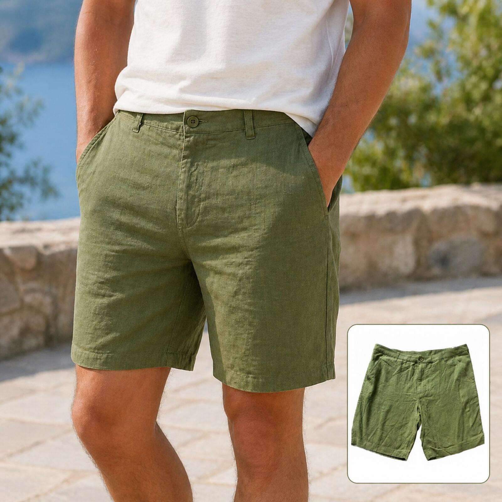 Swims green linen blend shorts, size 38” waist