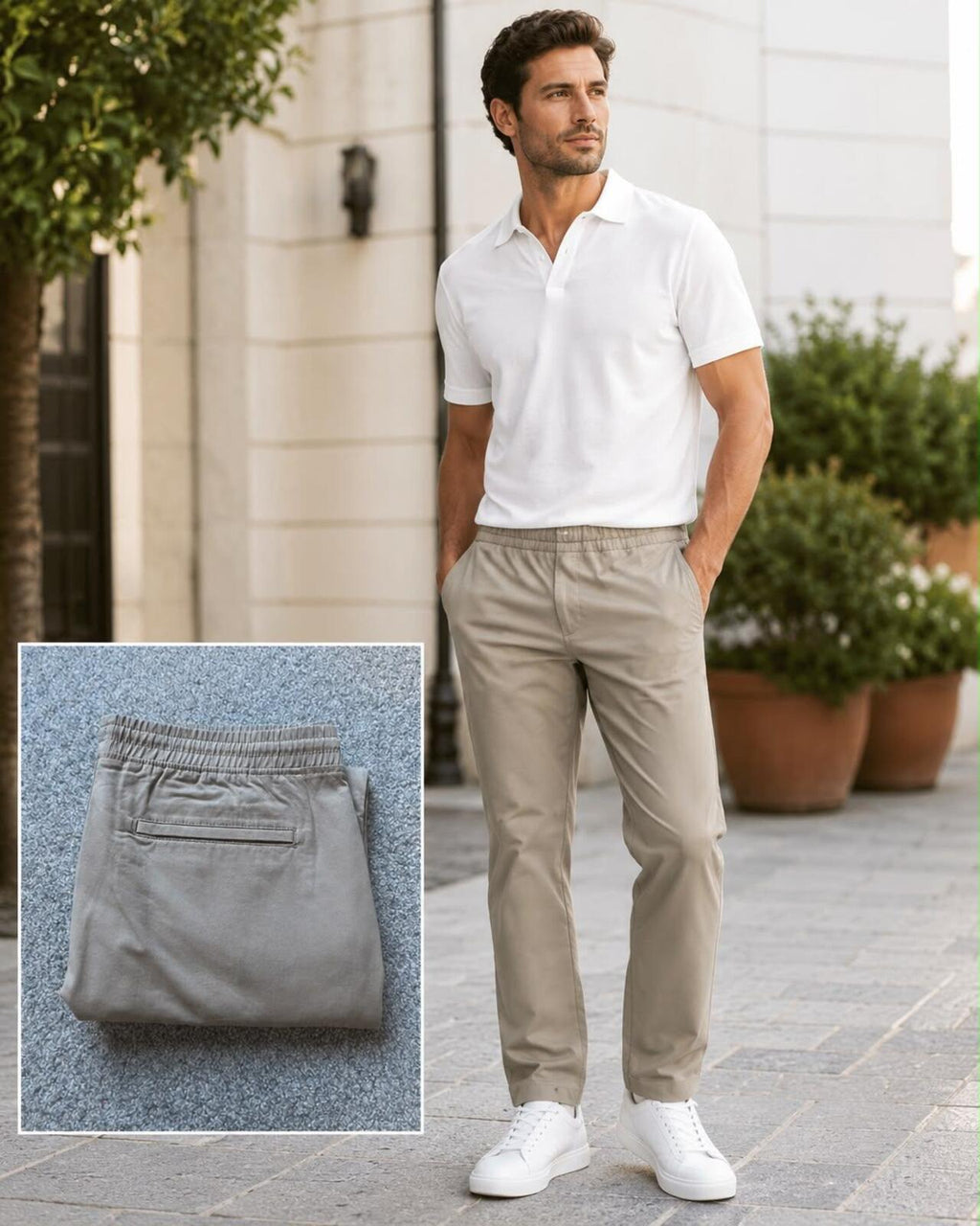 English Laundry vintage khaki elasticated waist chinos, size large