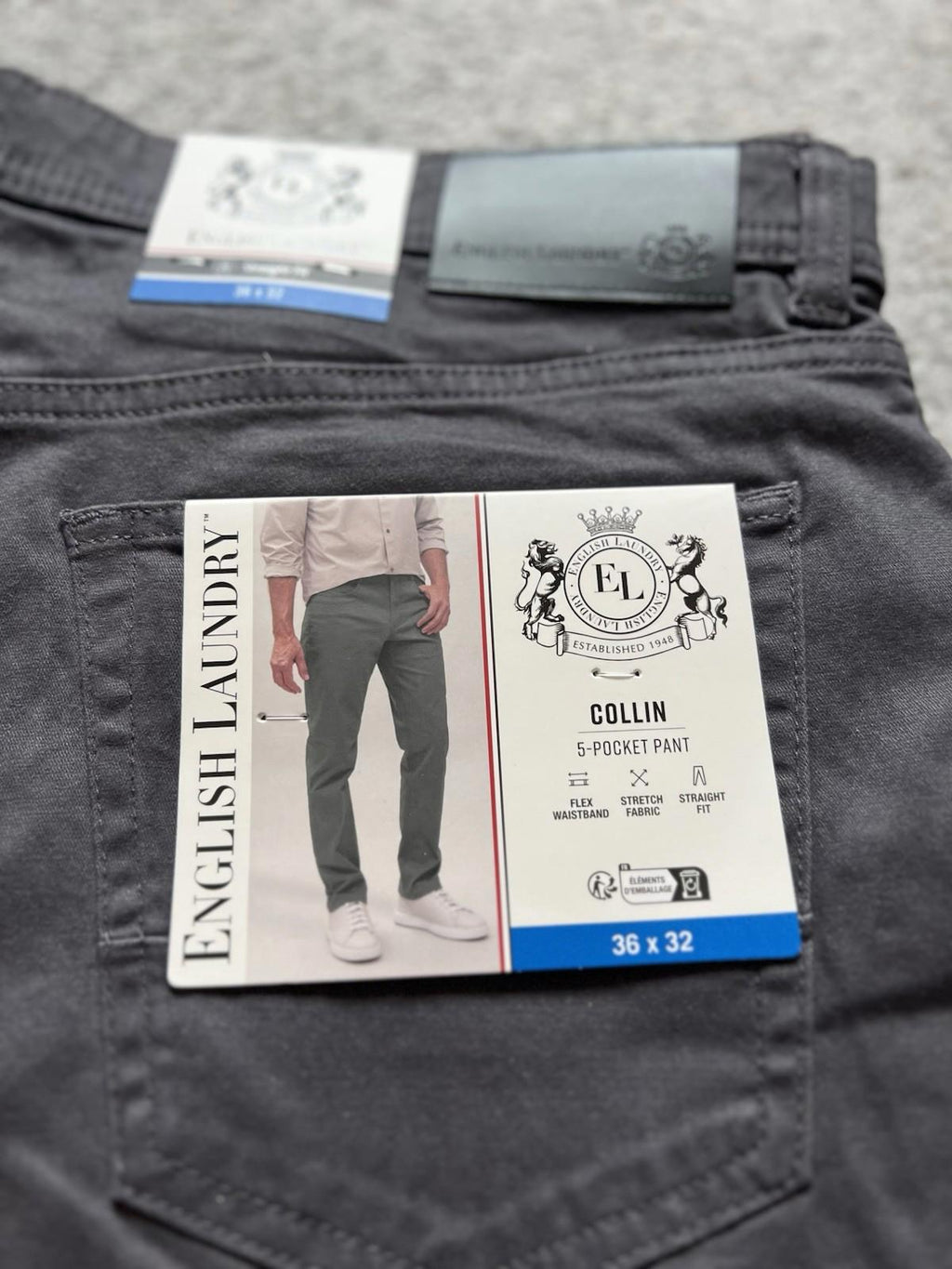 English Laundry Iron 5-pocket Chinos, Size 36” X 32”
