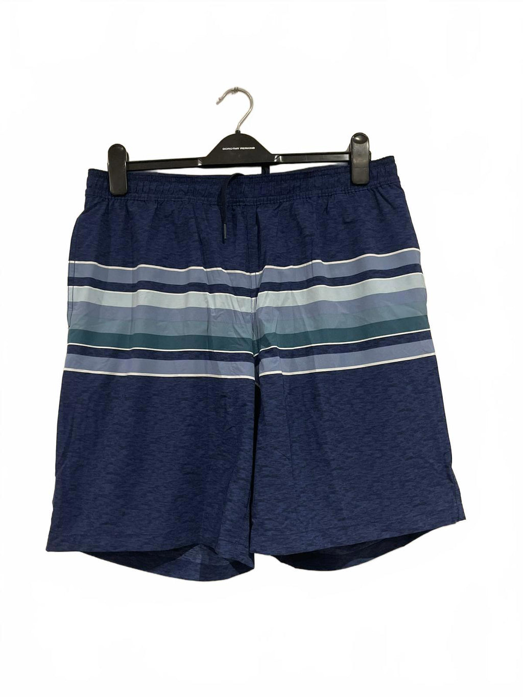 Kirkland men’s blue stripe swim shorts, size medium