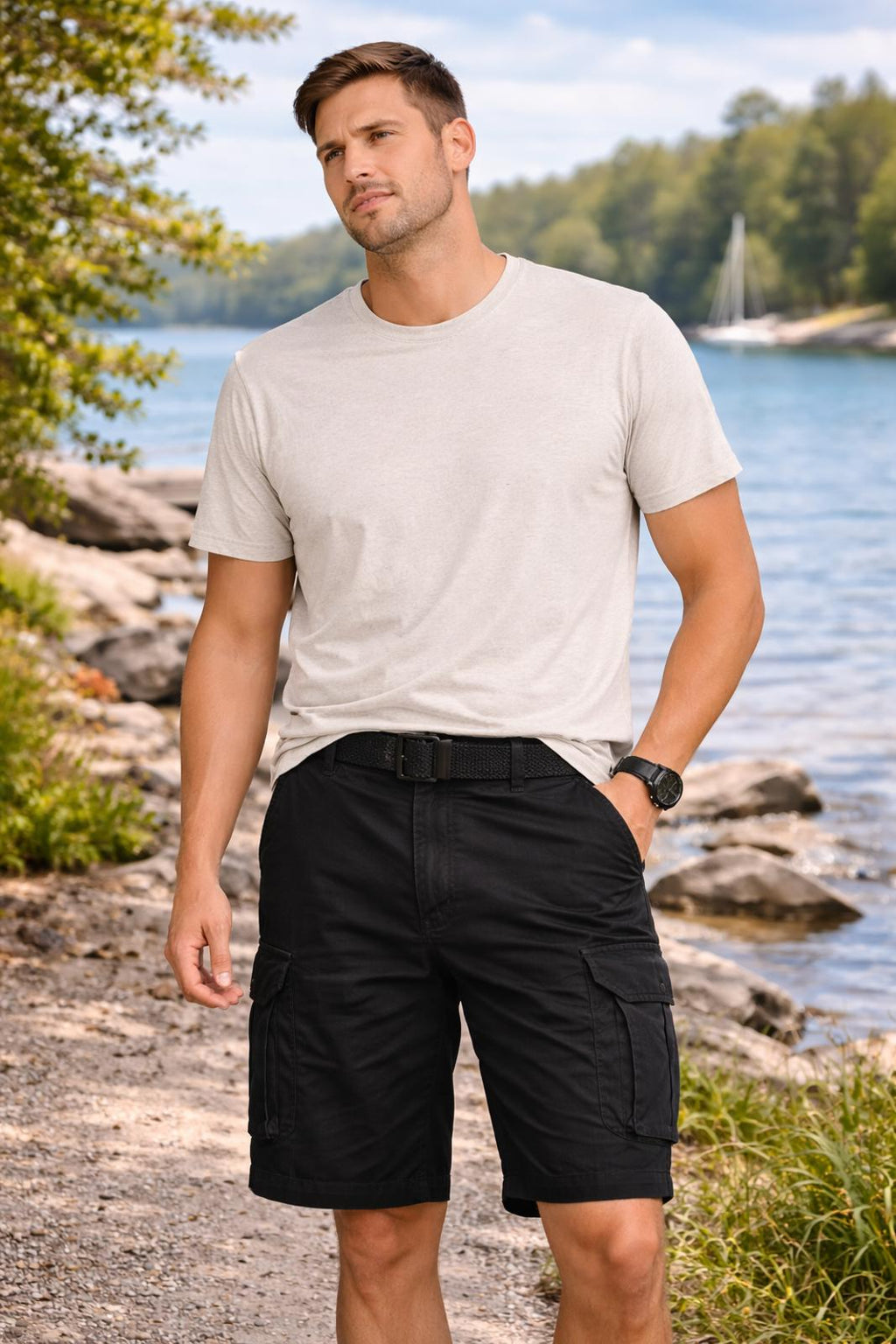 Unionbay black cargo shorts, size 36” waist