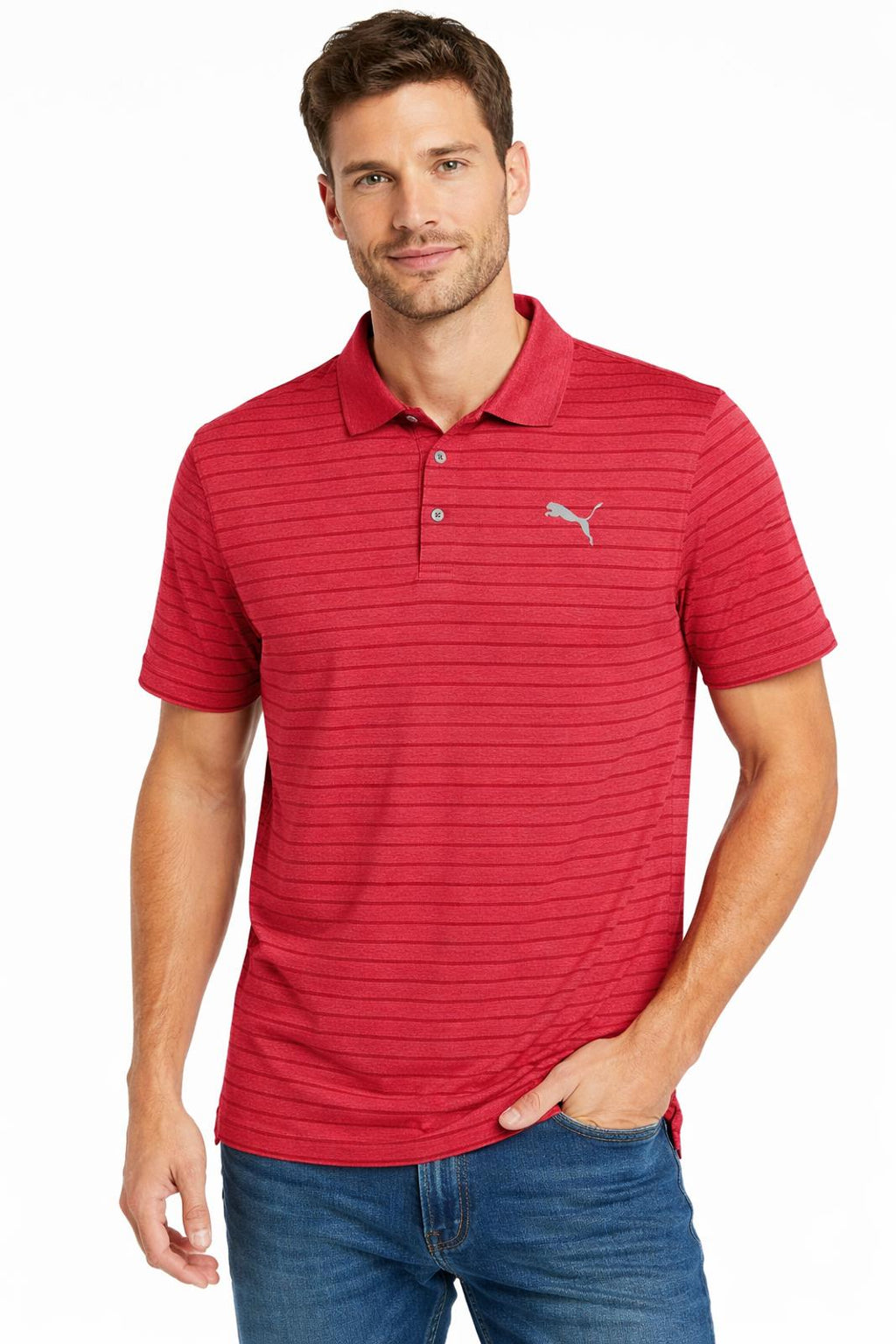 Puma red stripe polo t-shirt, size XL