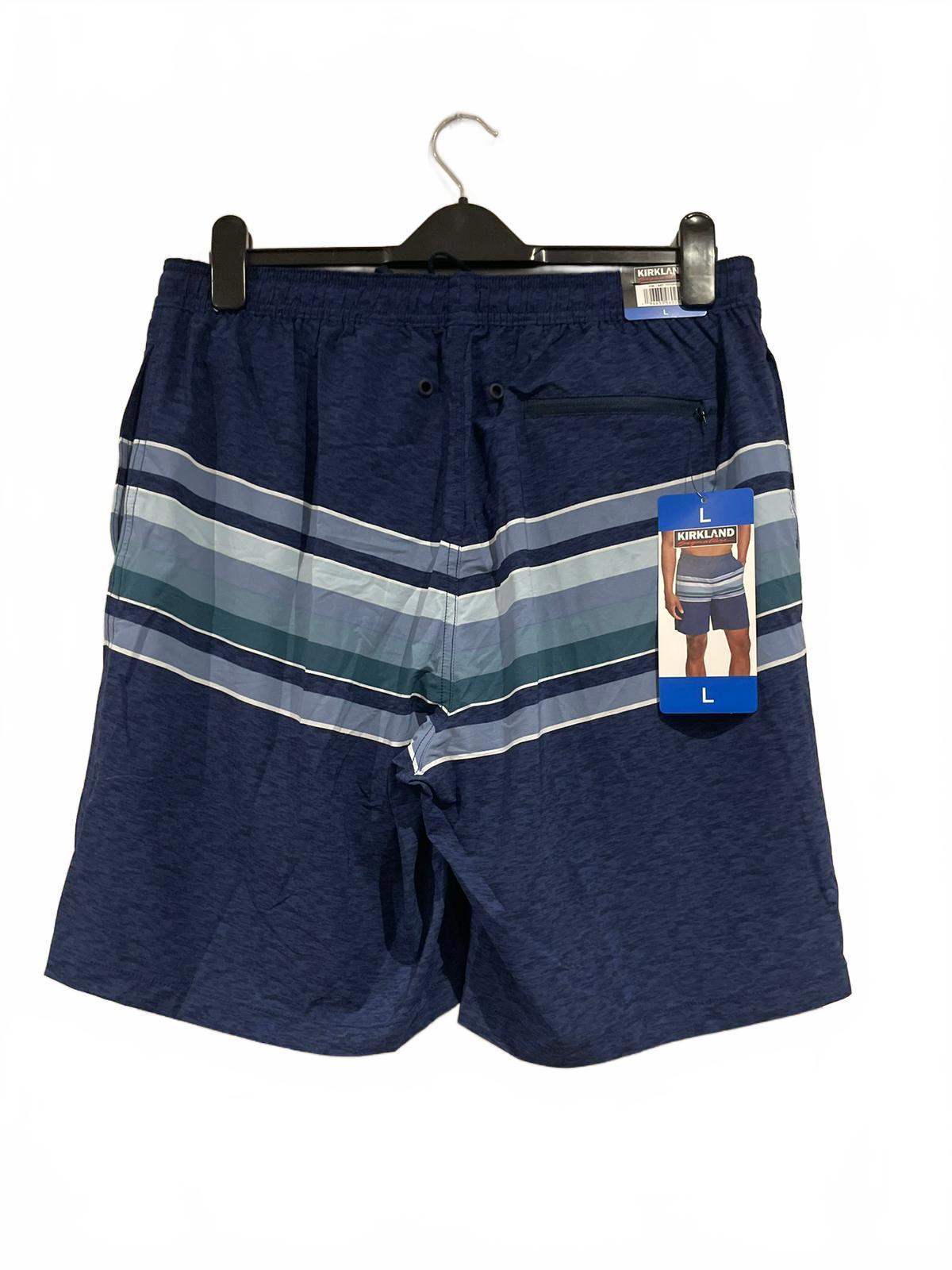Kirkland men’s blue stripe swim shorts, size large