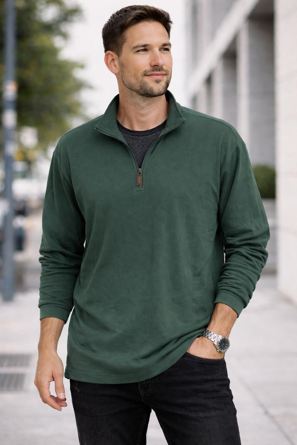 Jachs Green 1/2 zip sweater, size XXL