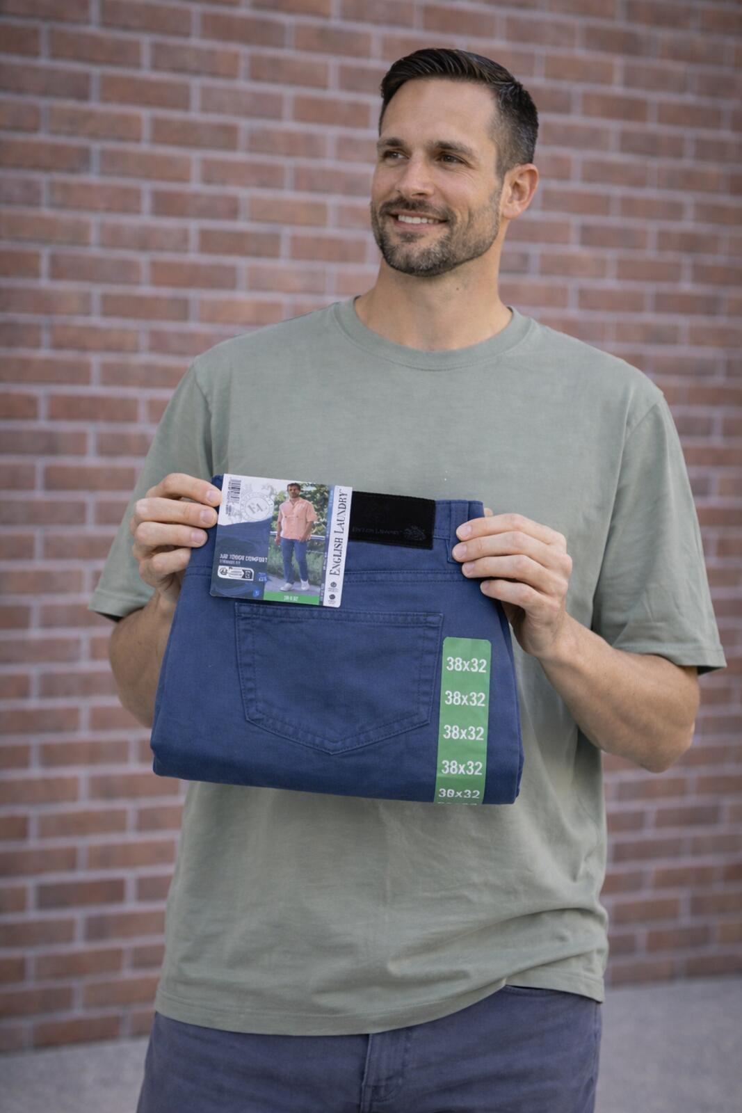 English Laundry bluestone 5-pocket chinos, size 38” x 32”