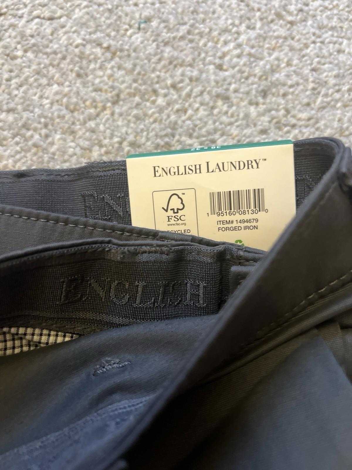 English Laundry Grey  5-pocket Chinos, Size 38” X 32”￼