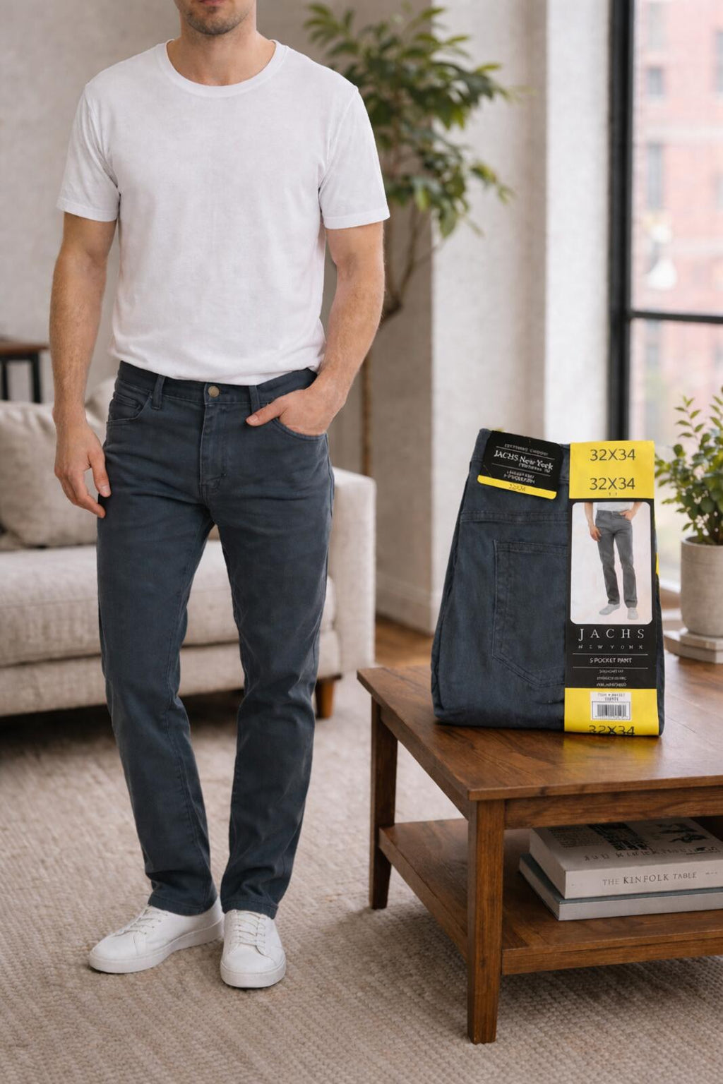 Jachs slate 5 pocket chinos, size 32” x 34”