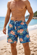 Kirkland blue flowery swim shorts, size small