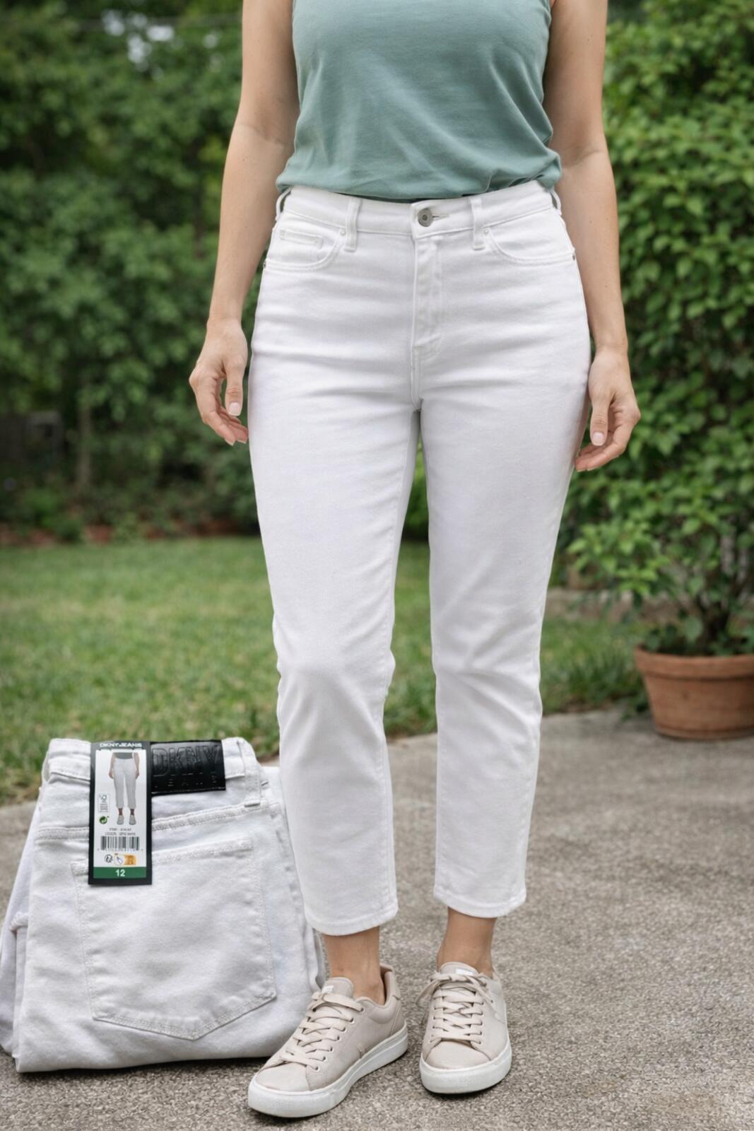 DKNY white cropped jeans, size 12