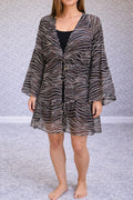 Zebra print beach cover up blouse, size medium