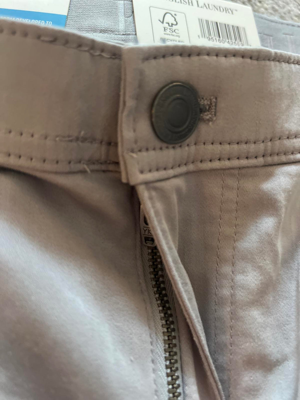 English Laundry grey 5-pocket chinos, size 38” x 32”