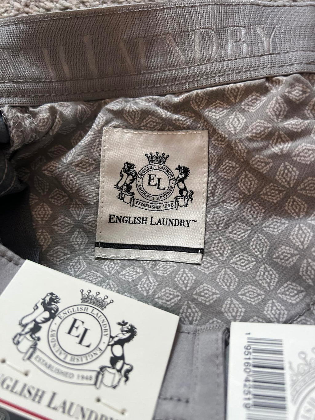 English Laundry grey 5-pocket chinos, size 38” x 32”
