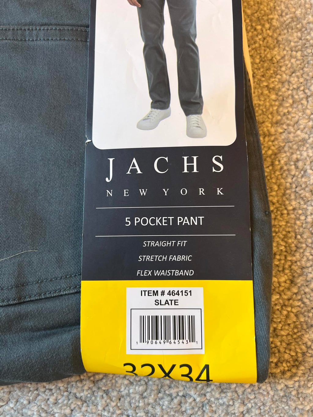 Jachs slate 5 pocket chinos, size 32” x 34”