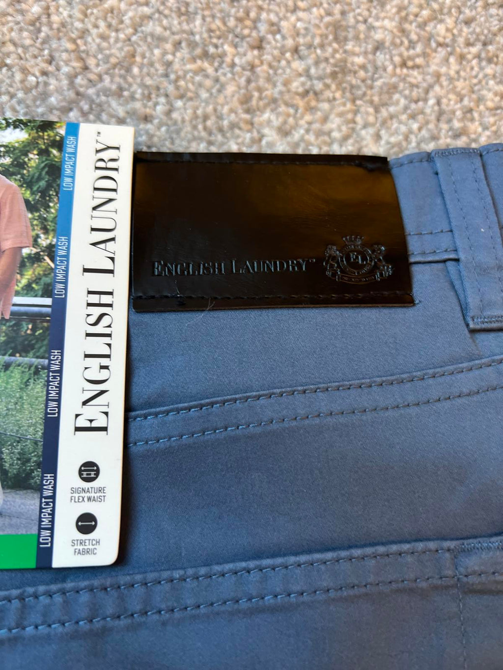 English Laundry bluestone 5-pocket chinos, size 38” x 32”