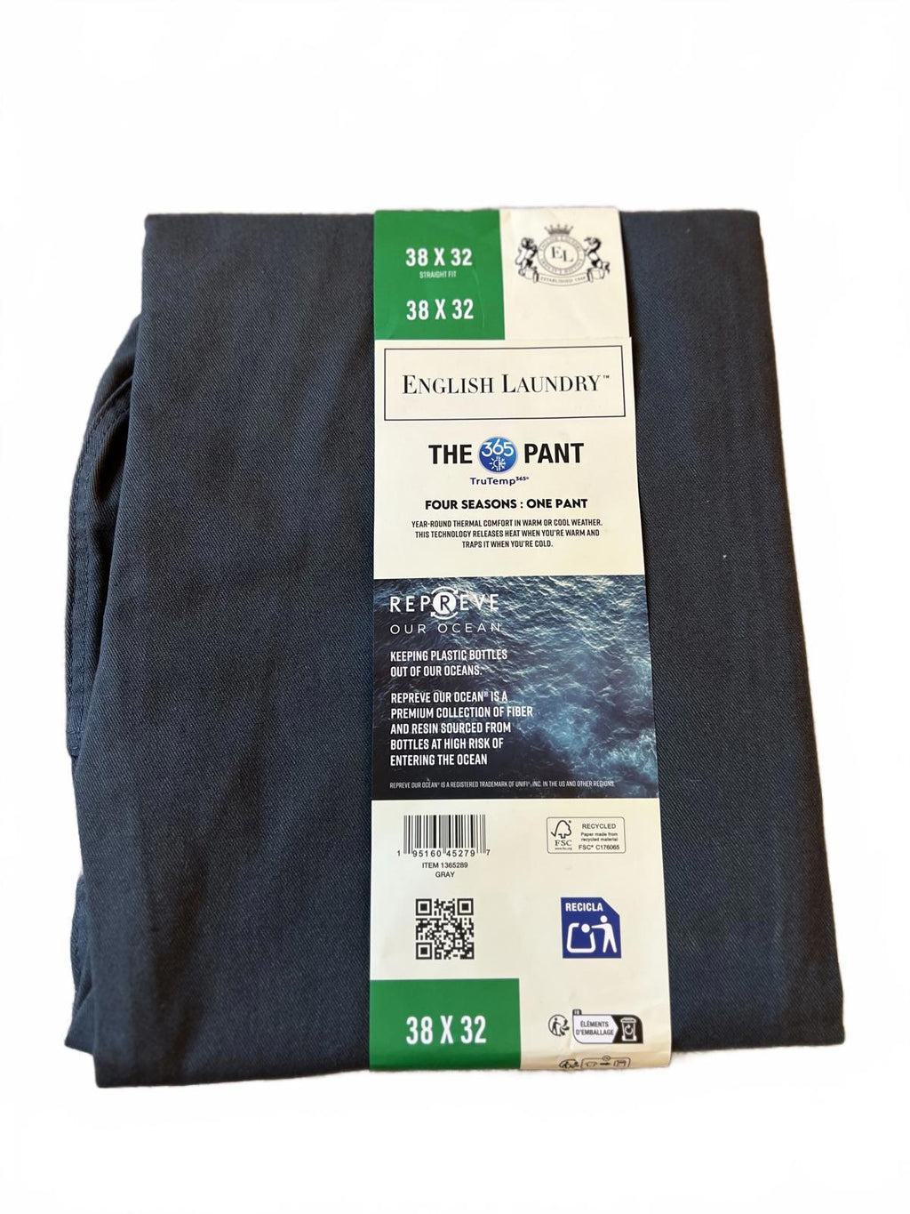 English Laundry grey 5-pocket chinos, size 38” x 32”
