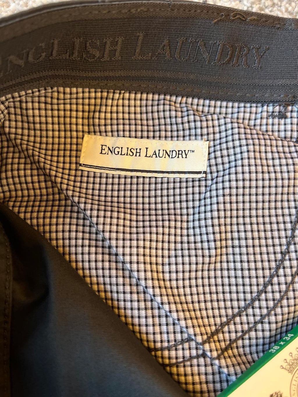 English Laundry grey 5-pocket chinos, size 38” x 34”