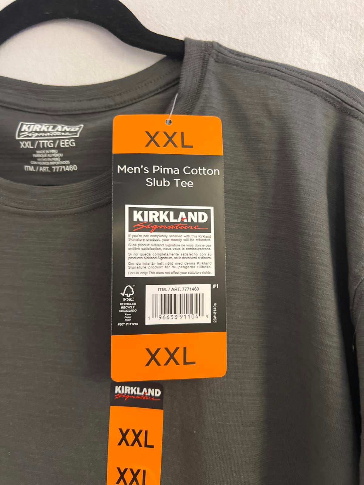 Kirkland charcoal men’s cotton t-shirt, size XXL