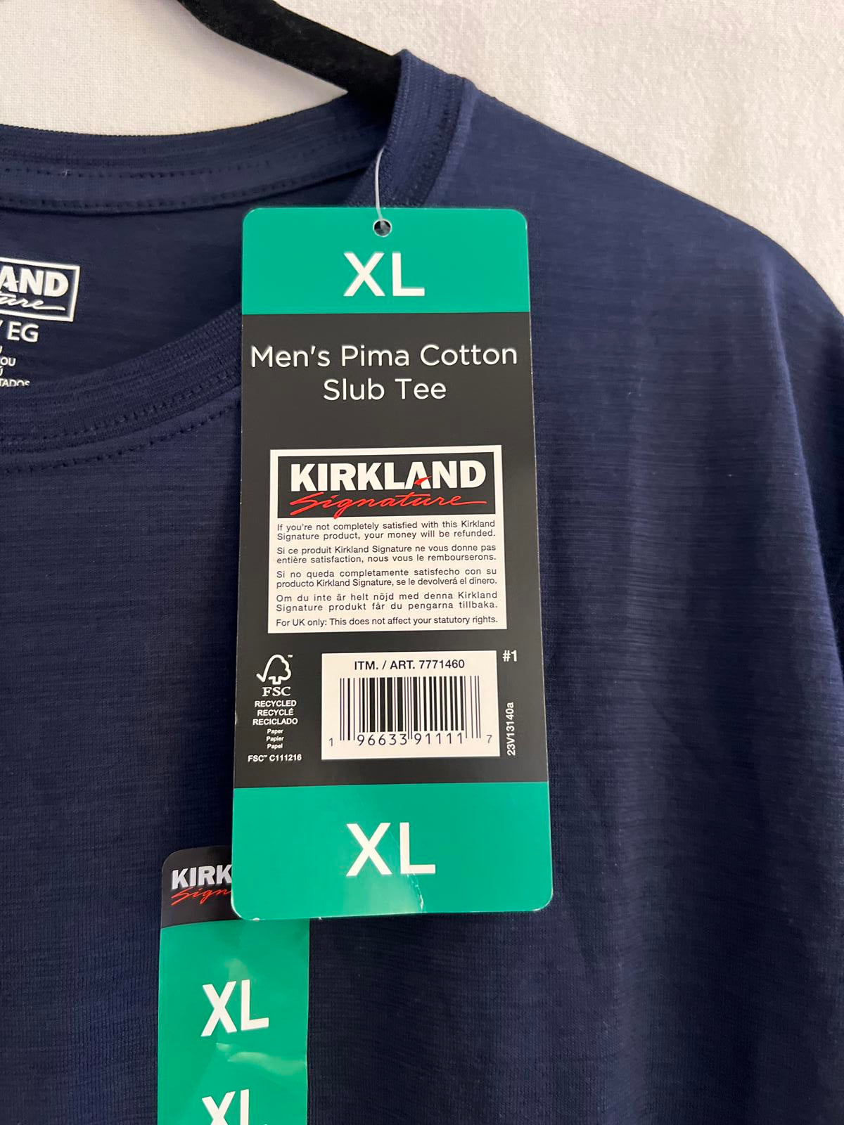 Kirkland men’s navy cotton t-shirt, size XL