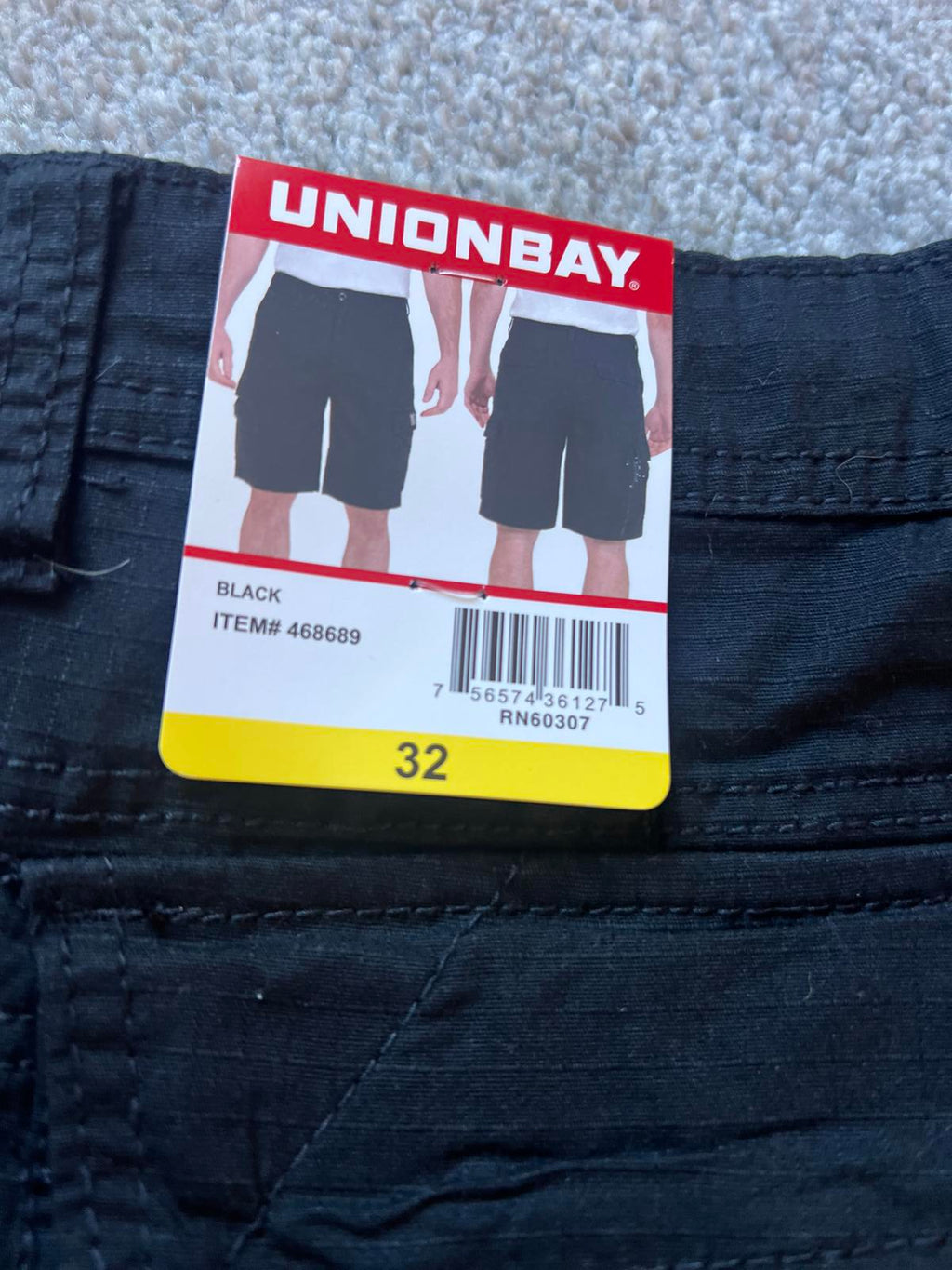 Unionbay black cargo shorts, size 32” waist