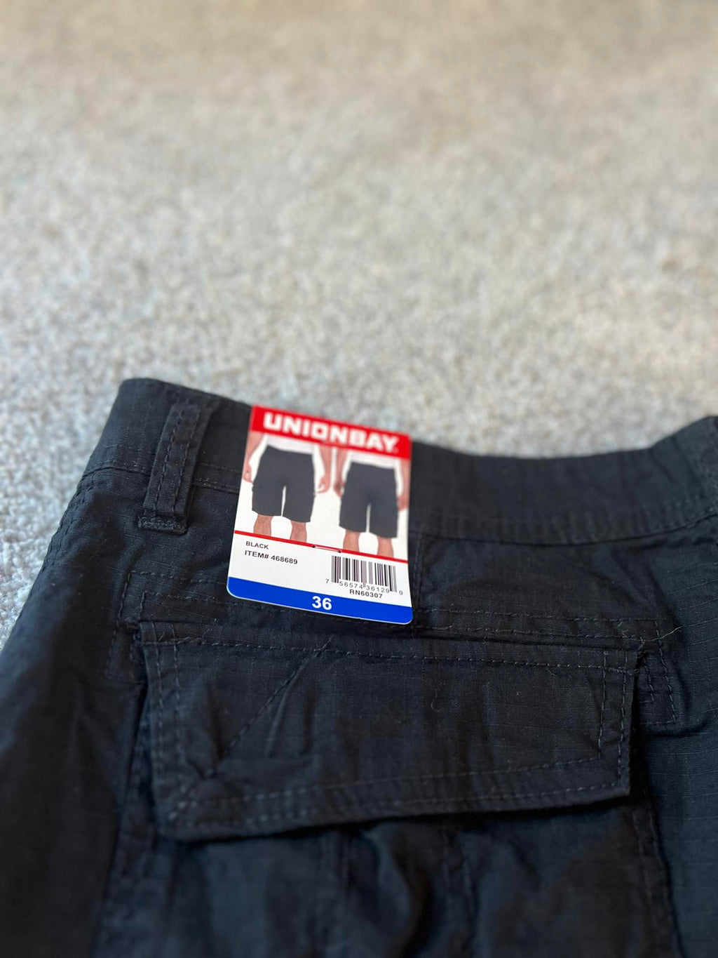 Unionbay black cargo shorts, size 36” waist