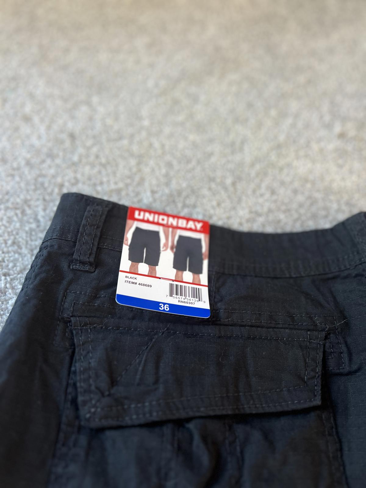 Unionbay black cargo shorts, size 36” waist