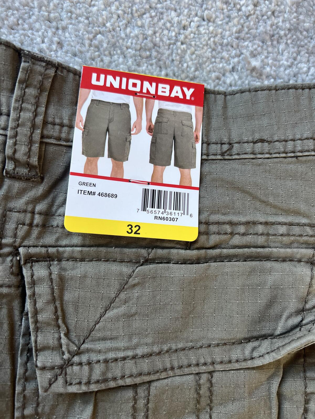 Unionbay Green cargo shorts, size 32” waist