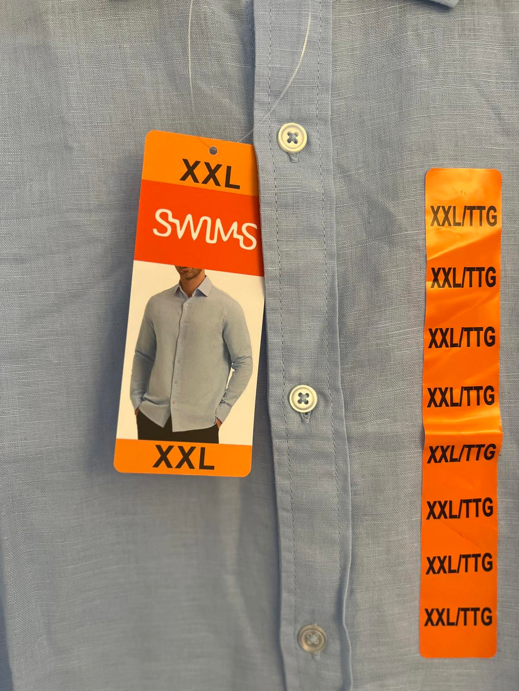 Swims light blue linen cotton shirt, size XXL