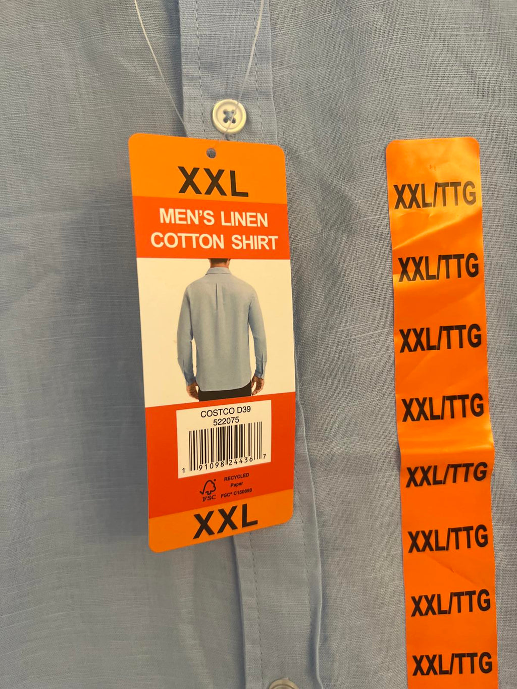 Swims light blue linen cotton shirt, size XXL