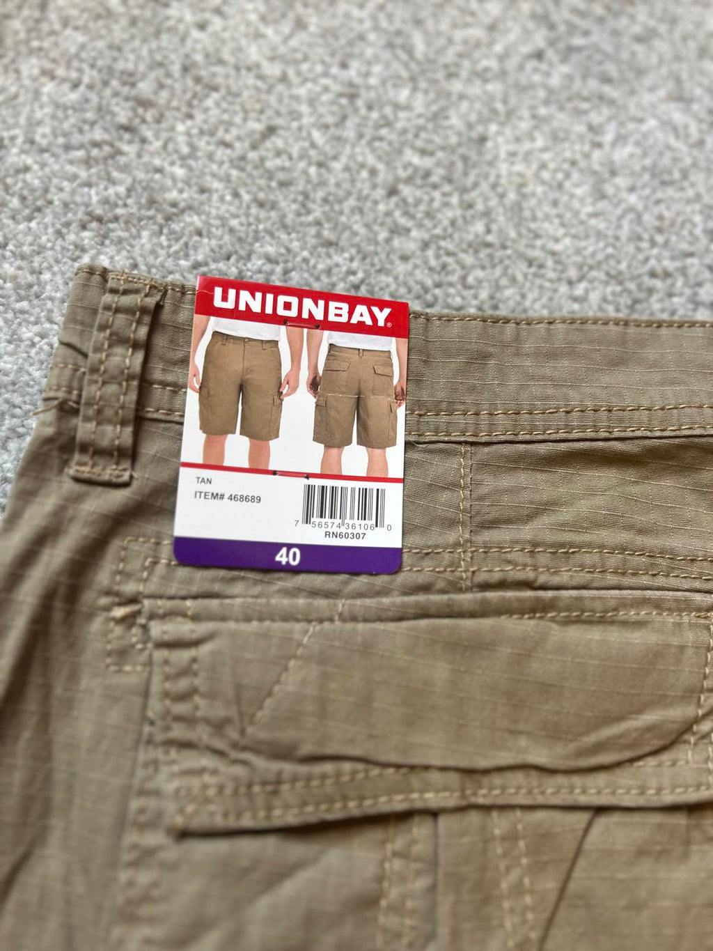Unionbay tan cargo shorts, size 40” waist