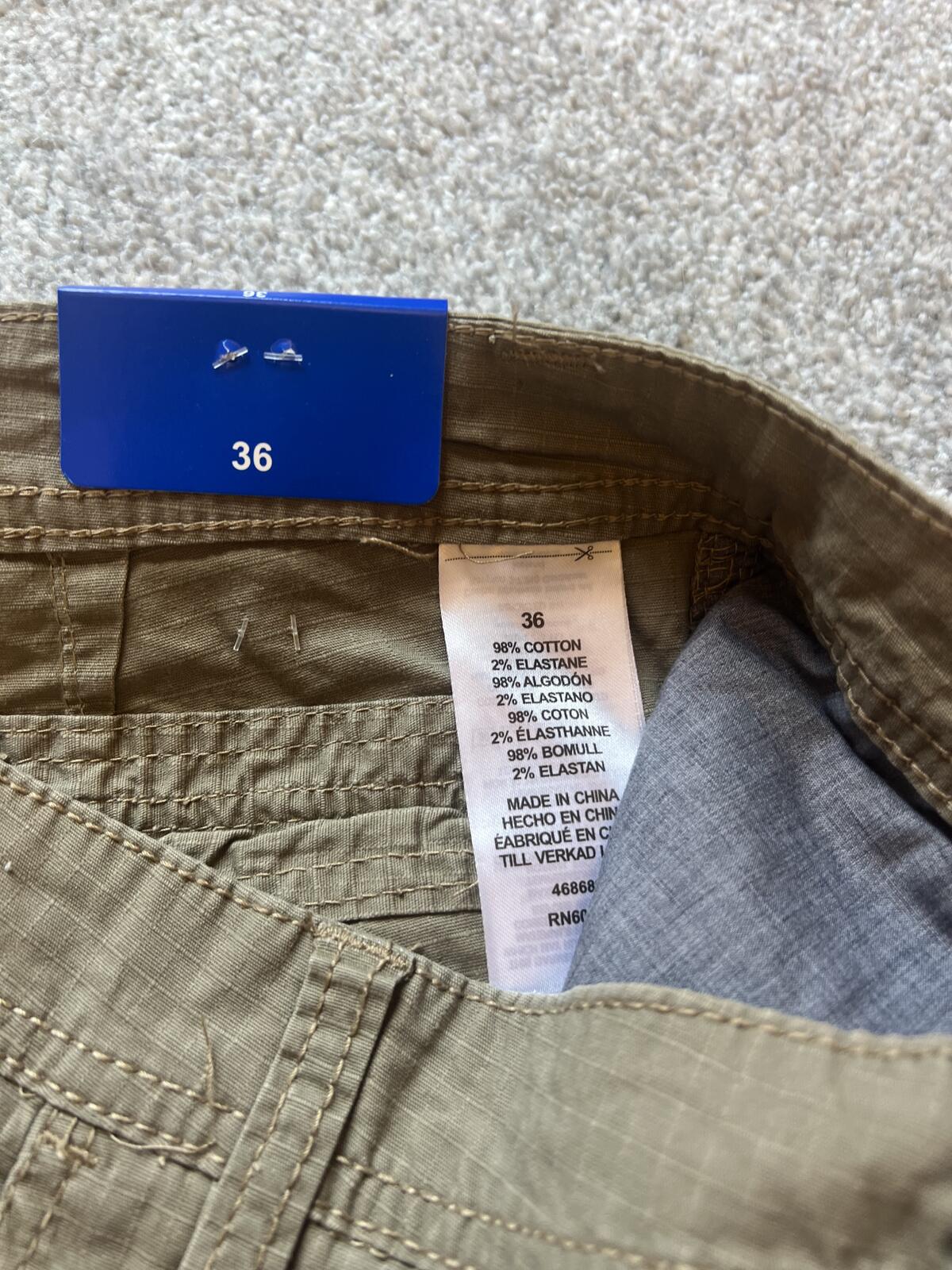 Unionbay tan cargo shorts, size 36” waist