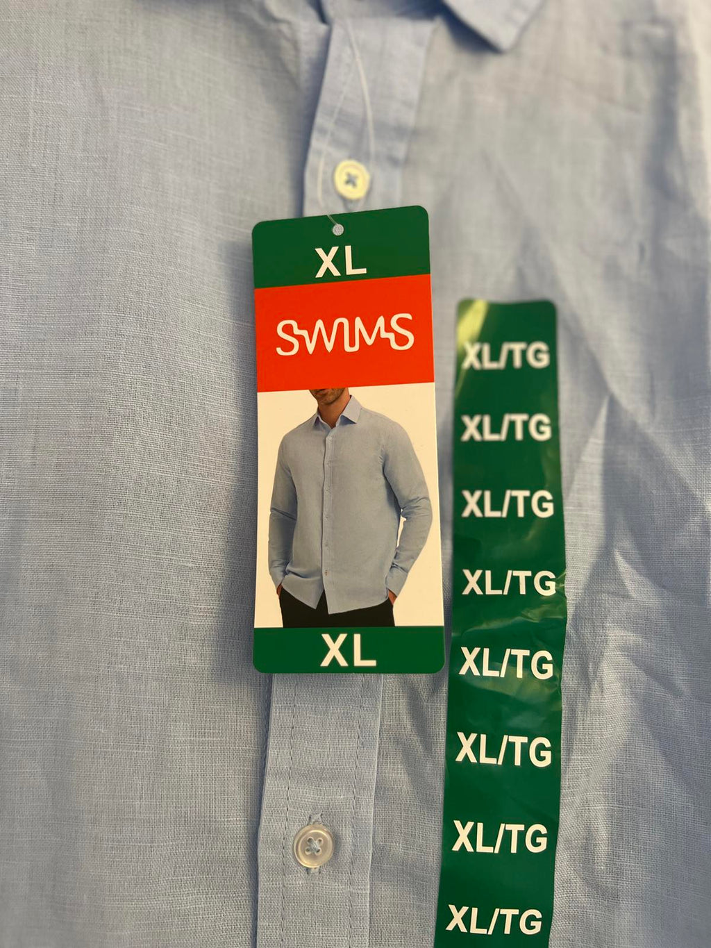 Swims light blue linen cotton shirt, size XL