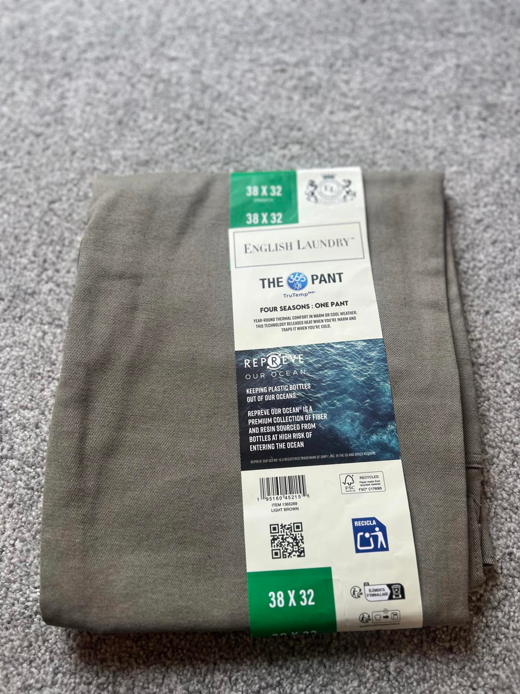 English Laundry 5-pocket light brown trousers, size 38” x 32”