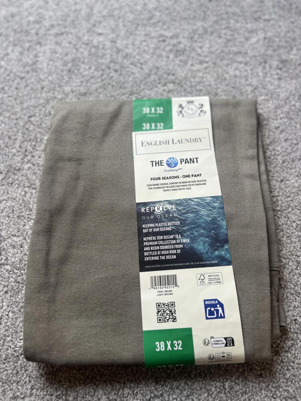 English Laundry 5-pocket light brown trousers, size 38” x 32”