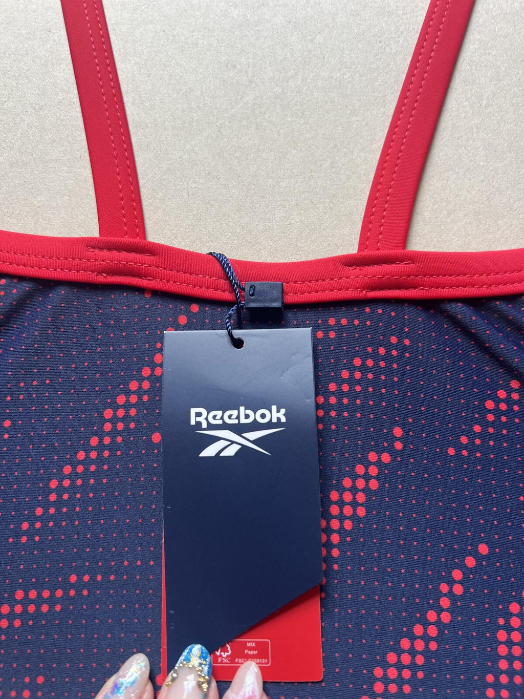 Reebok navy & red swimsuit, size 12